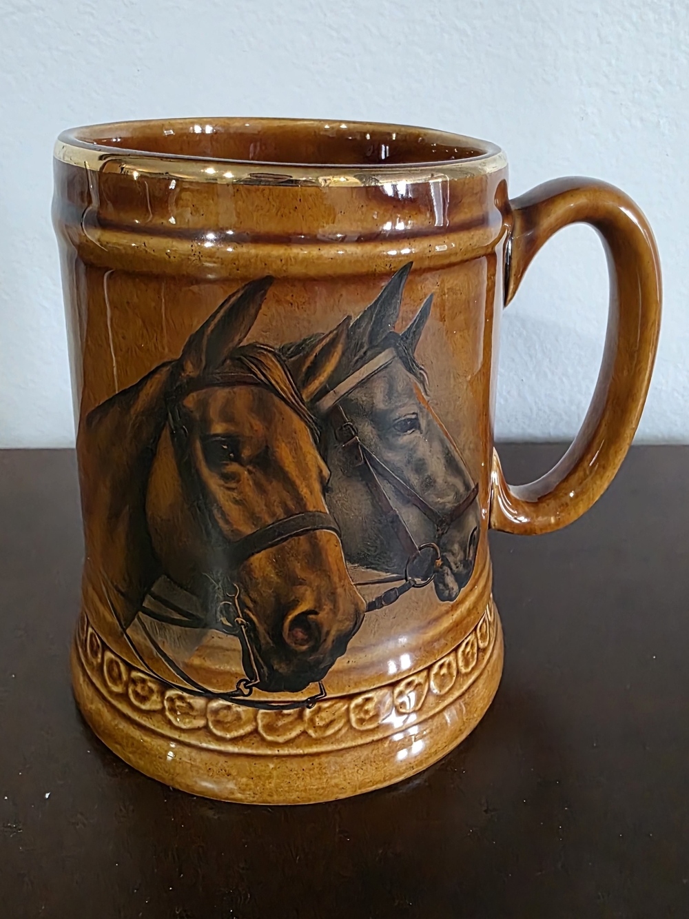 Vintage Equestrian Lord Nelson Pottery England Horses Mug Cup Beer  Stein
